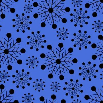 Simple Seamless Pattern with Hand Drawn Snowflakes. Stock Illustration