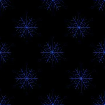 Simple Seamless Pattern with Hand Drawn Snowflakes. Stock Illustration