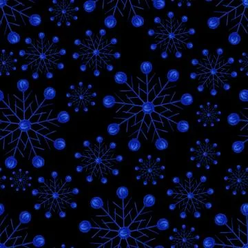 Simple Seamless Pattern with Hand Drawn Snowflakes. Stock Illustration