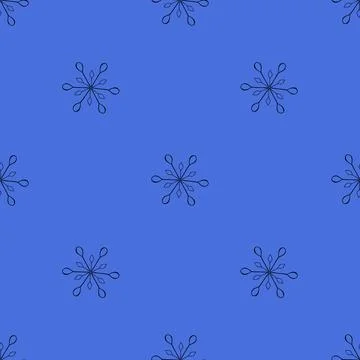 Simple Seamless Pattern with Hand Drawn Snowflakes. Stock Photos