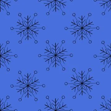 Simple Seamless Pattern with Hand Drawn Snowflakes. 写真素材