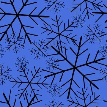 Simple Seamless Pattern with Hand Drawn Snowflakes. Stock Photos