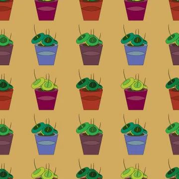 Simple seamless pattern with house plants. Stock Illustration