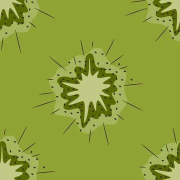 Simple seamless pattern with kiwi texture and pulp Stock Illustration