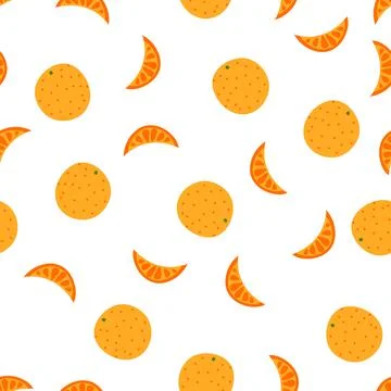 Simple seamless pattern with orange and slice. Vector colorful illustration of Illustrazione stock