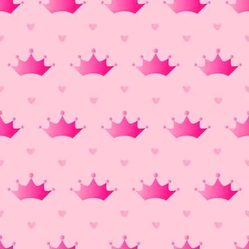 Simple, seamless pattern of pink crowns. Barbicore style. Vector illustration. Stock Illustration