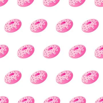 Simple, seamless pattern of pink donuts. Barbicore style. Vector illustration. Stock Illustration