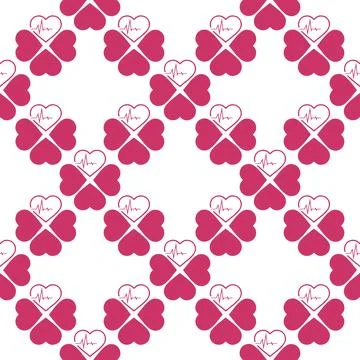 Simple seamless pattern of pink hearts on a white background, texture, design Stock Illustration