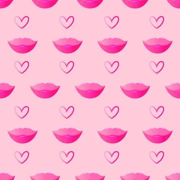 Simple, seamless pattern of pink lips. Barbicore style. Vector illustration. イラスト素材