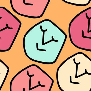 Simple seamless pattern with repeating drawn cute character faces Stock Illustration