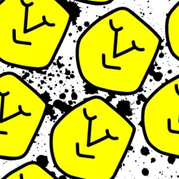 Simple seamless pattern with repeating drawn cute character faces Stock Illustration