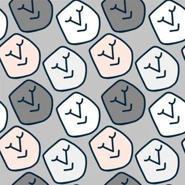 Simple seamless pattern with repeating drawn cute character faces Stock Illustration