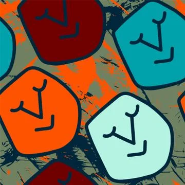 Simple seamless pattern with repeating drawn cute character faces Stock Illustration