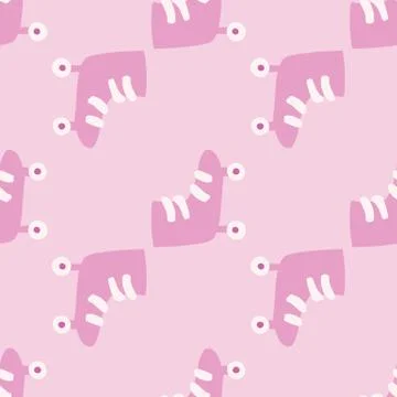 Simple seamless pattern with roller silhouettes. Hand drawn sporty stylized a Stock Illustration