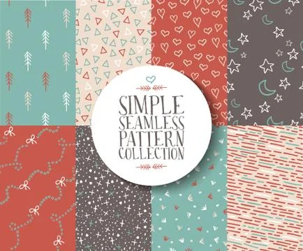 Simple seamless pattern set hipster vintage cute Illustrazione stock