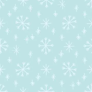 Simple seamless pattern with snowflakes. Hand drawn Christmas Vector for Stock Illustration