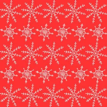 Simple Seamless pattern with snowflakes in line. New year Xtmas background te Stock Illustration