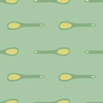 Simple seamless pattern with spoon doodle ornament. Blue and yellow pale colo Stock Illustration