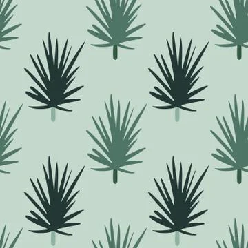 Simple seamless pattern with stylized doodle pine branches ornament. Navy blu Stock Illustration