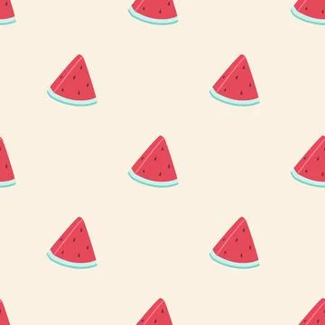 Simple seamless pattern with watermelon slices. Bright summer vector Stock Illustration