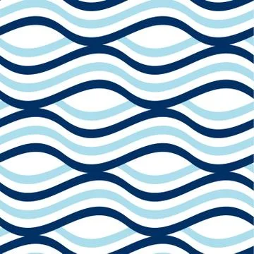 Simple seamless pattern with wave blue stripes. naive geometry line motif 스톡 일러스트