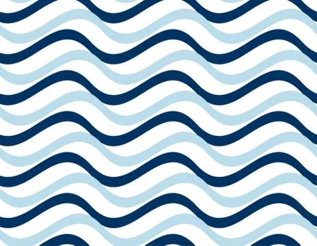 Simple seamless pattern with wave blue stripes. naive geometry line motif イラスト素材