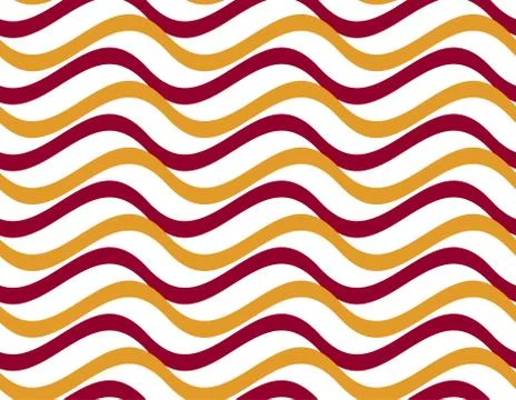 Simple seamless pattern with wave red and yellow gold stripes. naive geometry Illustrazione stock