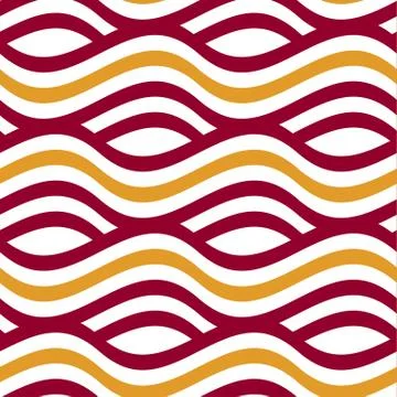 Simple seamless pattern with wave red and yellow gold stripes. naive geometry 스톡 일러스트