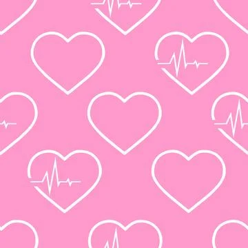 Simple seamless pattern of white hearts on a pink background, texture, design イラスト素材