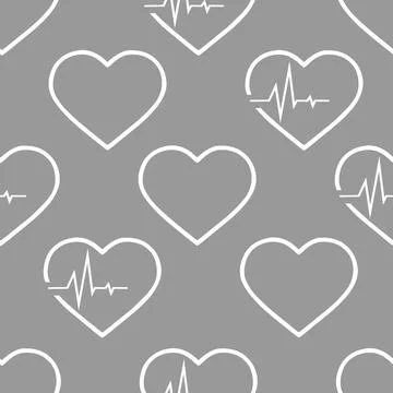 Simple seamless pattern of white hearts on a gray background, texture, design Иллюстрация