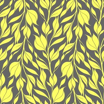 Simple seamless pattern of yellow flowers on a gray background, texture, desi Stock Illustration