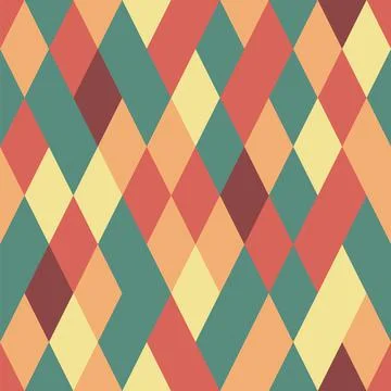 Simple seamless patterns with colorful geometric rombs. Rhombus rows, ornamen Stock Illustration