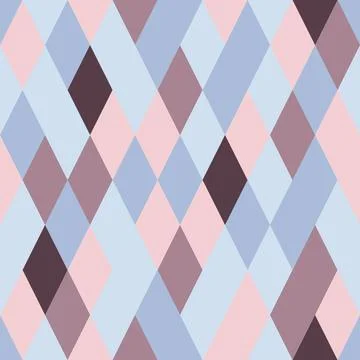 Simple seamless patterns with geometric rombs in pastel colors. Rhombus rows, Stock Illustration