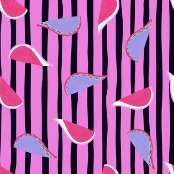 Simple seamless random pattern with blue and pink colored fig simple slice or イラスト素材