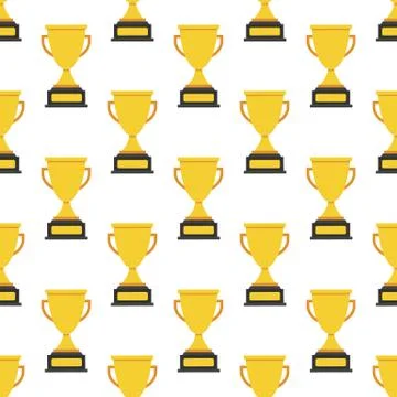 Simple seamless trophy icon vector pattern. Main icon elements only, no ornam Stock Illustration