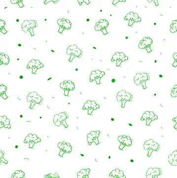 Simple Seamless Vector Background Hand Draw Sketch brocoli Stock Illustration