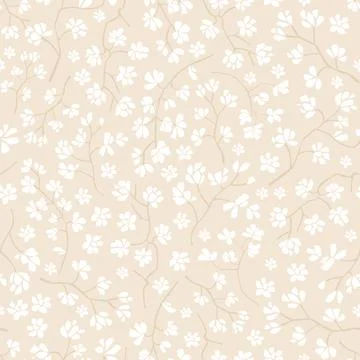 Simple seamless vector beige flower pattern.  For fabrics, wrapping paper, wa 스톡 일러스트