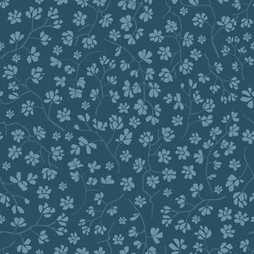 Simple seamless vector blue flower pattern. For fabrics, wrapping paper, wall Stock Illustration