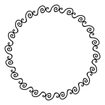 Simple seamless vector circle hand draw sketch floral border Illustrazione stock