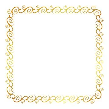 Simple seamless vector gold golden square hand draw sketch floral border Stock Illustration