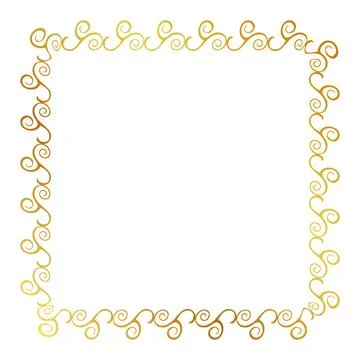 Simple seamless vector gold golden square hand draw sketch floral border イラスト素材