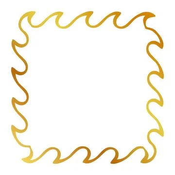 Simple seamless vector gold golden square hand draw sketch floral border Stock Illustration
