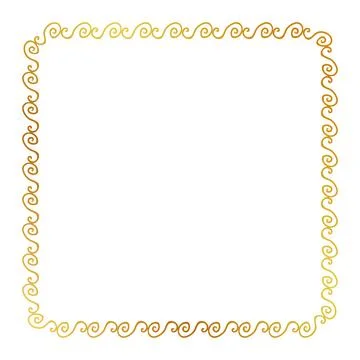 Simple seamless vector gold golden square hand draw sketch floral border イラスト素材