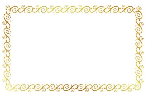 Simple seamless vector gold golden rectangle hand draw sketch floral border Illustrazione stock
