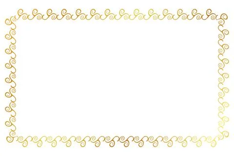 Simple seamless vector gold golden rectangle hand draw sketch floral border Stock Illustration