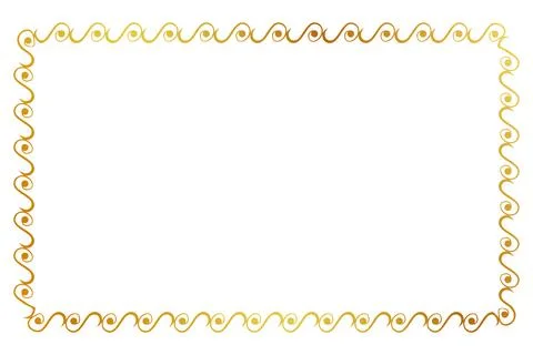 Simple seamless vector gold golden rectangle hand draw sketch floral border Stock Illustration