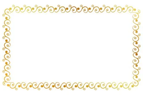 Simple seamless vector gold golden rectangle hand draw sketch floral border Stock Illustration