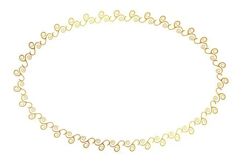 Simple seamless vector gold golden oval hand draw sketch floral border Stock Illustration