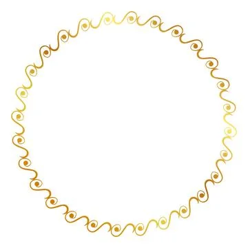 Simple seamless vector gold golden circle hand draw sketch floral border Stock Illustration