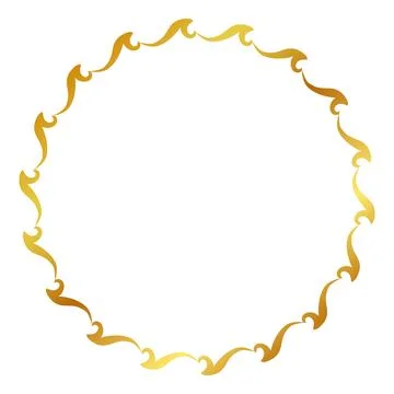 Simple seamless vector gold golden circle hand draw sketch floral border Illustrazione stock
